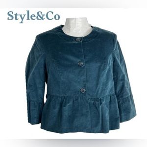 24W Gorgeous Cotton Velvet Peplum Jacket from Style&Co